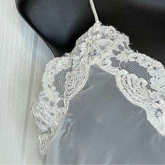 Vintage Etienne Bodysuit Sheer Lingerie Ivory White Flouncy Waist Size Small - Picture 4 of 15